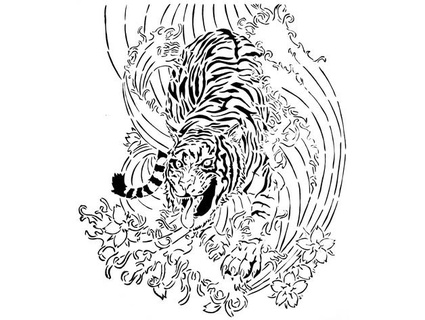 tiger stencil 5 longquang 3d print model - Mito3D