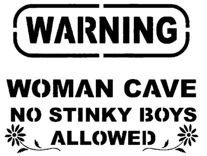 warning woman cave stencil longquang 3d print model - Mito3D
