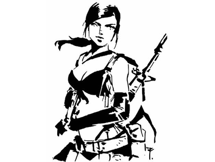 gun girl stencil 3 longquang 3d print model - Mito3D