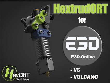 hextrudort - extruder e3d v6 volcano miragec 3d print model - Mito3D