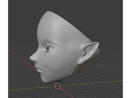 remixado cabeça feminino pontudo orelhas anobetal 3d print model - Mito3D