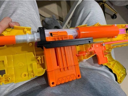 nerf Tiro longo empurrador culatra 16mm barril remixar abandonado yang 3d print model - Mito3D