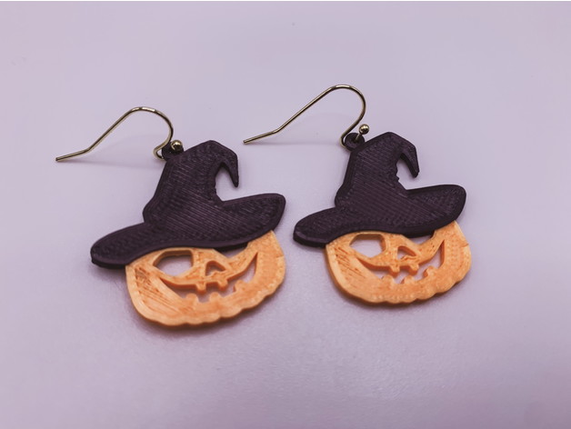 dual extrusion pumpkin earrings lexizoey 3D print model - Mito3D