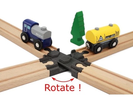 wooden train track 4 ways rotary intersection locorico 3d print model - Mito3D