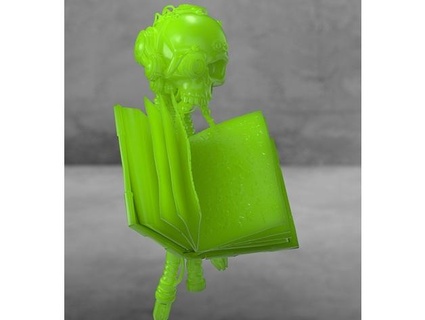 floating skull holding book delcos  3d print model - Mito3D