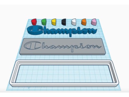champion Douane logo signe assiette chariot gaufres 3d print model - Mito3D