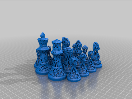 wireframe xadrez conjunto 3djoshing 3d print model - Mito3D