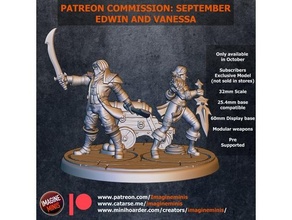 patron commission september - edwin vanessa bases toys & games 25mm boardgame dnd dnd5e miniature pathfinder rpg ttrpg warcraft wow 3d print model - Mito3D