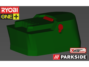 Ryobi + batterie parkide x20 outils adaptateur main 18v 20v lidl 3d print model - Mito3D