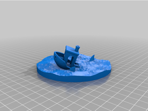 afundando banco arte 3dbenchy Tubarão afundado 3d print model - Mito3D