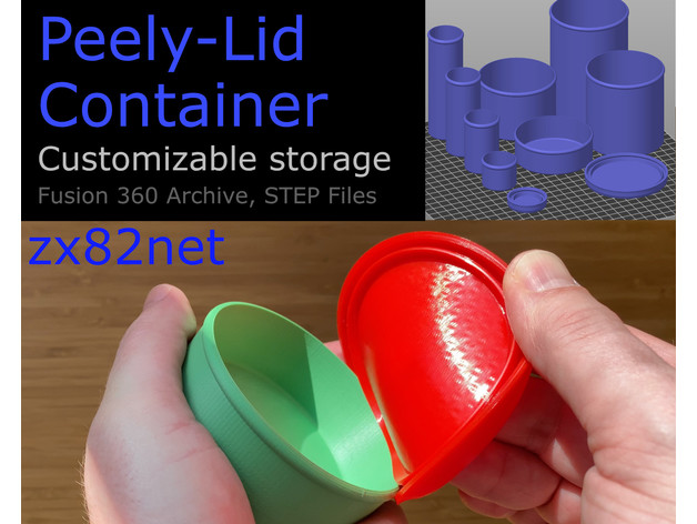 peely lid - customizable storage flexible containers extruder fusion 360 gadget kitchen ninjaflex small parts step box tool 3D print model - Mito3D