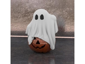 ghost pumpkin halloween art cloth decoration scary jack-o-lantern prop 3d print model - Mito3D
