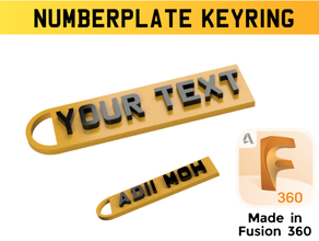 Nummernschild Schlüsselring Verschmelzung 360 f3d Schlüsselanhänger 3d print model - Mito3D