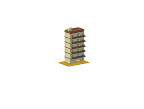 edificio 6 plantas escala maqueta tren domestico 3d print model - Mito3D