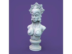 evil warrior goddess lyn mini bust sculptures evillynn mastersoftheuniverse motu pedestal sculpture 3d print model - Mito3D