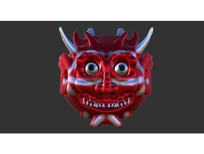 kabuki estilo mascarar esculturas criatura arrepiante demônio Bruxas Japão assustador Sculptgl parede cabide 3d print model - Mito3D