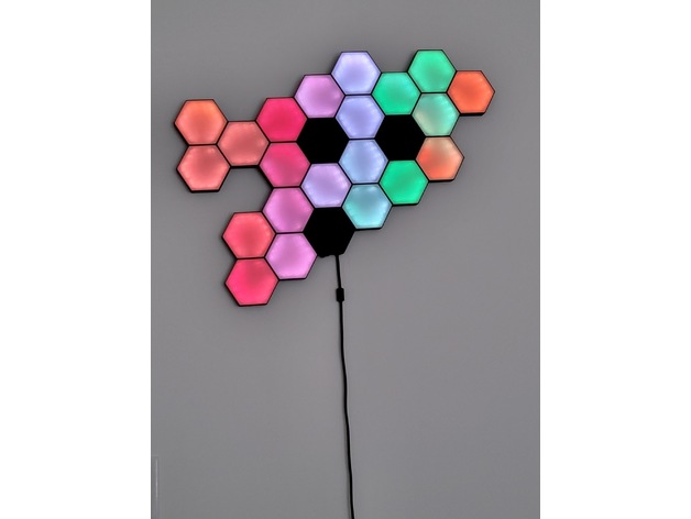 customizable hex wall lamp decor art esp8266 glow dark hexagon led light rgb wifi 3D print model - Mito3D