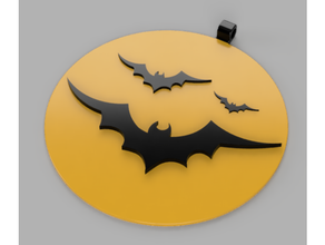 bats medallion jewelry halloween moon 3d print model - Mito3D