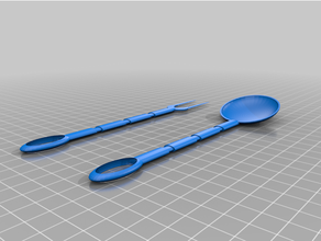 vikingo cubiertos v1 3d impresión cámping cuchillería fantasía tenedor medieval cuchara 3d print model - Mito3D