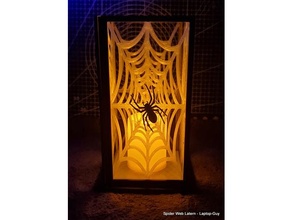 araña web linterna decoración porta vela soporte Víspera Santos escalofriante LED votivo telaraña te ligero 3d print model - Mito3D