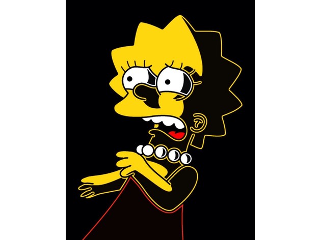 lisa Simpson parede arte 10 2d 2dart 3d bart desenho animado desenhos animados personagem 3D print model - Mito3D