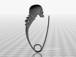 safety pin skull sicherheitsnadel mit totenkopf household 3d print model - Mito3D