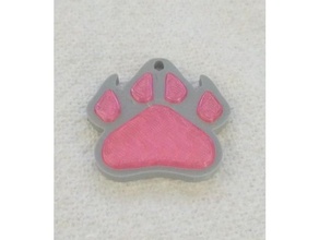 peludo Lobo pata chaveiro pingente colar chaveiros cão 3d print model - Mito3D