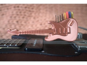 stratocaster style guitarra recoger púa soporte música 3d print model - Mito3D