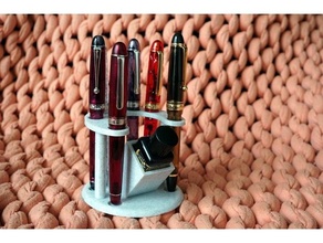 fountain pen ink bottle stand desk organiser office 3d print model - Mito3D
