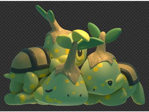 turtwig caresse pile créatures Pokémon 3d print model - Mito3D