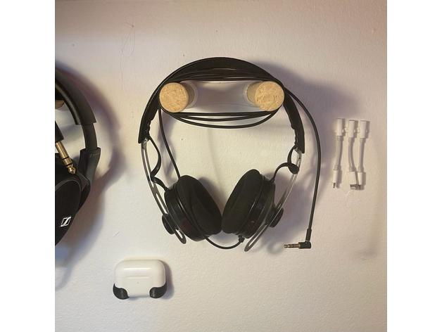 broomstick headphone hanger audio headphones holder hook 3D print model - Mito3D