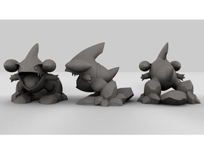 pok lun gible hd modèles animal dragons modèle Pokémon 3d print model - Mito3D