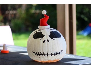 jack skellington pumpkin santa hat props halloween decoration prop jack-o-lantern jackskellington nightmarebeforexmas claus 3d print model - Mito3D