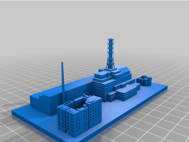 Greeblecity Chernobyl edificios estructuras Greeble miniatura nuclear abrelatas radioactivo reactor 3D print model - Mito3D