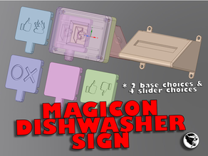 magia lavastoviglie cartello cucina cenare pulito sporco icona magnete neodimio cursore 3d print model - Mito3D