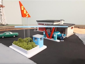 ho scale gas bar buildings & structures 1950s building mid-century model service station strain relief train 3d print model - Mito3D