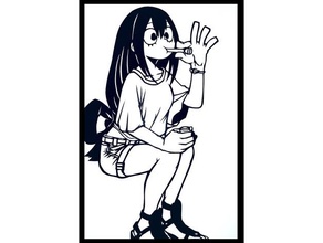 tsuyu asui pochoir 2 2d art anime figure boku héros université grenouille manga mha 3d print model - Mito3D