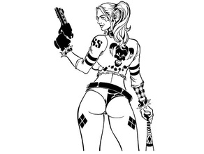 Harley Quinn estêncil 17 2d arte dc histórias quadrinhos Harleen suicídio pelotão 3d print model - Mito3D