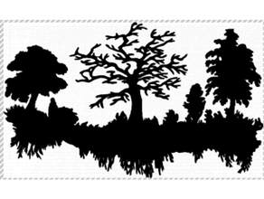 nature wall art 2d 2dart 3d decor decoration homedecor lake mountian outline peaceful silhouette stencil tree trees wallart 3d print model - Mito3D