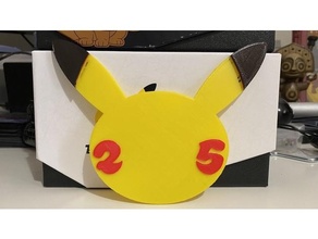 pok lun 25th anniversario Pikachu logo 2d arte multicolore multimateriale Pokemon 3d print model - Mito3D