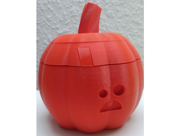 torsion fermer clé petit effrayé visage citrouille pièces monnaie badges boîte conteneur récipient Halloween décoration 3D print model - Mito3D