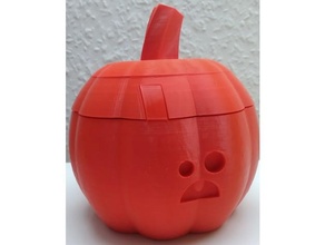 twist lock small scared face pumpkin coins & badges box boxcontainer container halloween decoration 3d print model - Mito3D