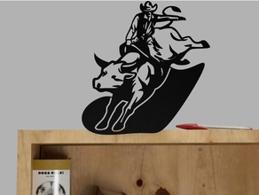 Toro cavaliere 2d arte cowboy 3d print model - Mito3D
