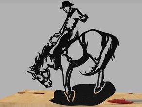 Bronze Reiten 2d Kunst Cowboy Pferd 3d print model - Mito3D