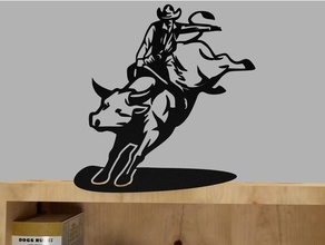 bull rider remix - smaller ground plane shadow 2d art 3d print model - Mito3D