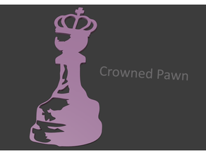 crowned pawn - wall art 2d crown 3d print model - Mito3D