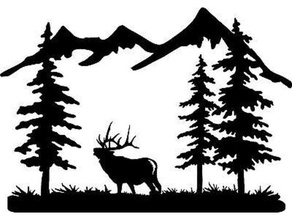 mountain wall art 80 2d 2dart 3d decor decoration deer fishing homedecor hunting lake mountains nature outline reindeer rocky silhouette stencil tree trees wallart 3d print model - Mito3D