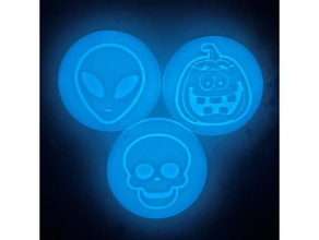 halloween coins household alien glow coin dark decoration pumpkin skull trick treat 3d print model - Mito3D