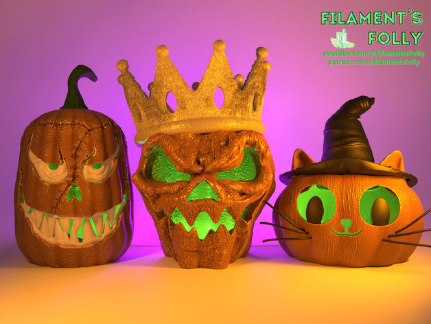 Halloween jack lantern collection sculptures 3D print model - Mito3D