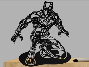 siyah panter 2d Sanat hayret çizgi roman 3d print model - Mito3D